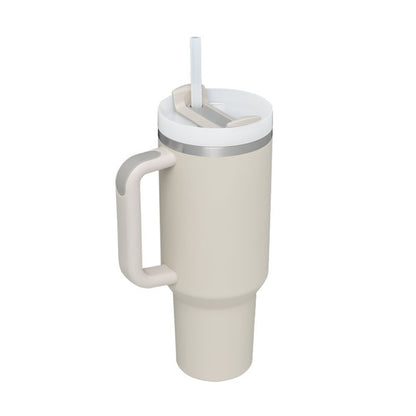 40oz Insulated Tumbler with Handle & Straw – Spill-Proof Travel Mug