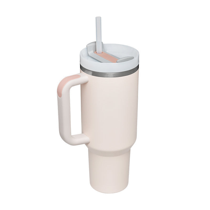 40oz Insulated Tumbler with Handle & Straw – Spill-Proof Travel Mug
