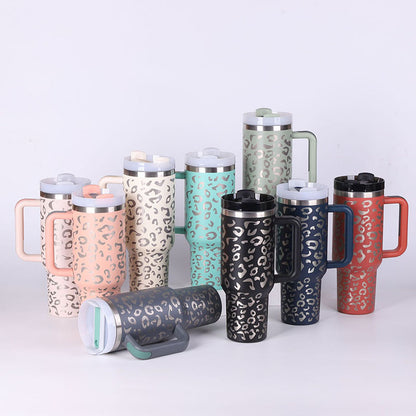 40oz Insulated Tumbler with Handle & Straw – Spill-Proof Travel Mug