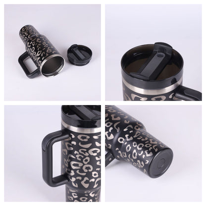 40oz Insulated Tumbler with Handle & Straw – Spill-Proof Travel Mug